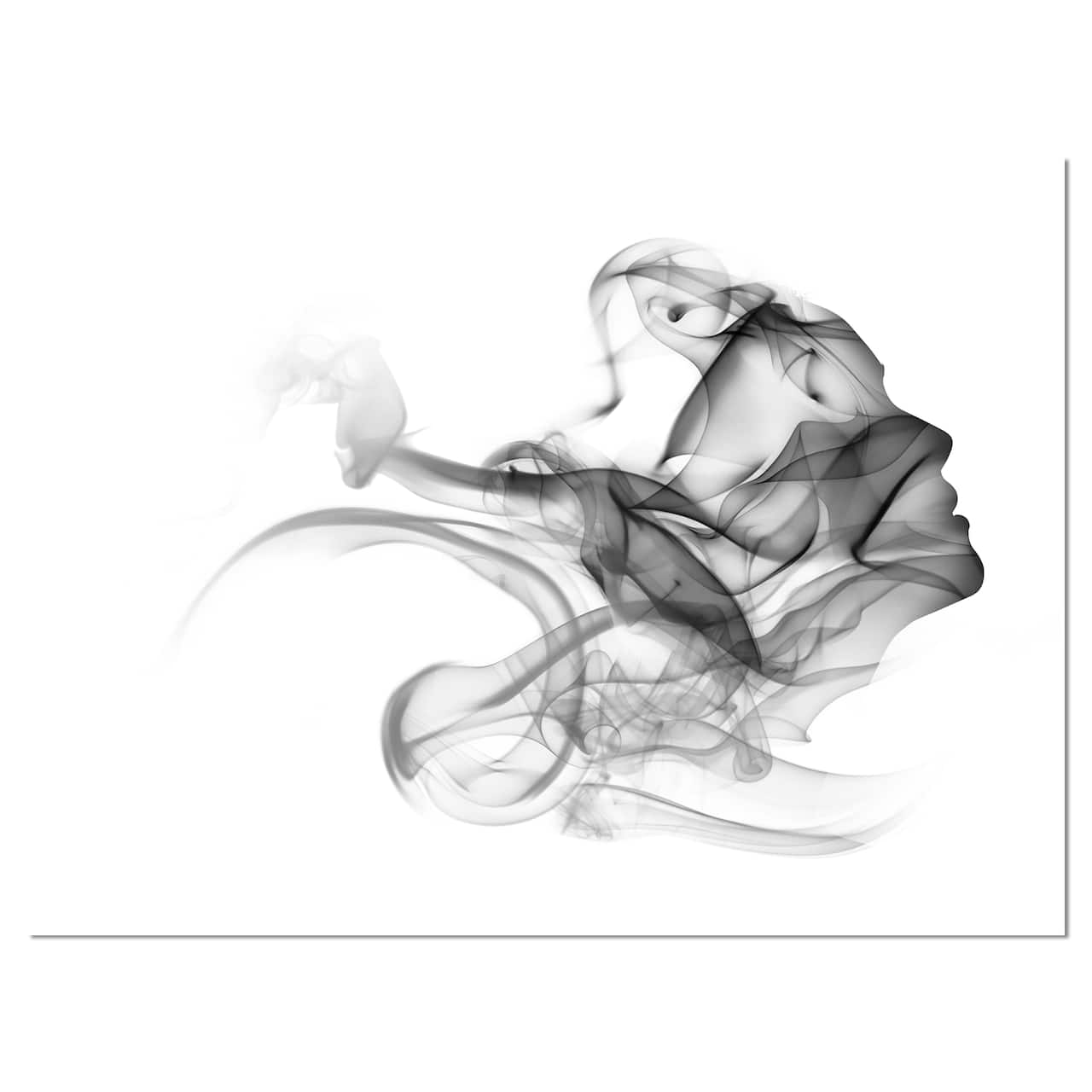 Designart - Woman and Smoke Double Exposure - Portrait Canvas Art Print